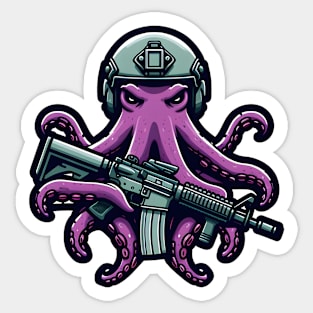 Tactical Octopus Adventure Tee: Where Intelligence Meets Style Sticker